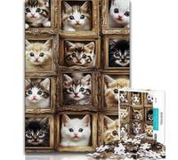 1000 Piece Jigsaw Puzzle for Adults And Teenagers Kitten Collage,Family Game Stress Reliever Difficult Challenge Suitable for Couples 38x26cm