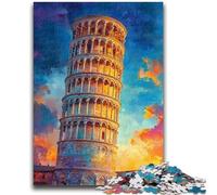 1000 Piece Jigsaw Puzzle for Adults And Teenagers Leaning Tower of Pisa at Sunset Stress Reliever Difficult Challenge Enhance Love between Couples 26x38cm