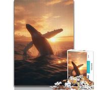 1000 Piece Jigsaw Puzzle for Adults And Teenagers Leaping Whale,Learning Educational Toys Family Games Enhance Love between Couples 38X26CM