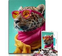 1000 Piece Jigsaw Puzzle for Adults And Teenagers Leopard Wearing A Scarf Teenager Puzzles,Family Educational Games Home Decoration Gift (size 38x26cm)