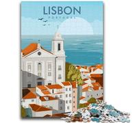 1000 Piece Jigsaw Puzzle for Adults And Teenagers Lisbon Portugal Cityscape 1000 Piece Jigsaw,for Educational Game Challenge Toy Deal As Gifts for The Whole Family (50x75cm)