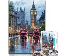 1000 Piece Jigsaw Puzzle for Adults And Teenagers London City,Charcoal Art Staycation Kill Time for Home Decoration (75x50cm)