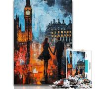 1000 Piece Jigsaw Puzzle for Adults And Teenagers London Cityscape Oil Painting Teenager Jigsaw,Decompressing Intellectual Educational Toy Birthday Gift 26x38cm
