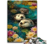 1000 Piece Jigsaw Puzzle for Adults And Teenagers Lotus And Otter Puzzles,Educational Toy Funny Family Games Unique Home Decor (38x26cm)