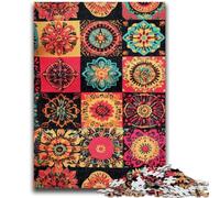 1000 Piece Jigsaw Puzzle for Adults And Teenagers Mandala Flower Collage Charcoal Art Staycation Kill Time for Home Decoration 50x75cm