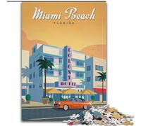 1000 Piece Jigsaw Puzzle for Adults And Teenagers Miami Beach,Help The Brain Exercise Addictive Toys to Cultivate Patience Perfect Decoration 38x26cm