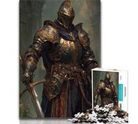 1000 Piece Jigsaw Puzzle for Adults And Teenagers Mighty Medieval Knight,Charcoal Art Staycation Kill Time for Home Decoration (38x26cm)