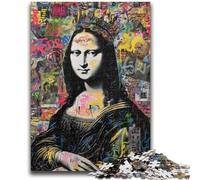 1000 Piece Jigsaw Puzzle for Adults And Teenagers Mona Lisa Is Funny Charcoal Art Staycation Kill Time for Home Decoration 26x38cm