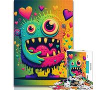 1000 Piece Jigsaw Puzzle for Adults And Teenagers Monster Love Frenzy Art Puzzles for Teenagers,Quiz Game Wall Decoration Unique Birthday And Xmas Gifts 38x26cm
