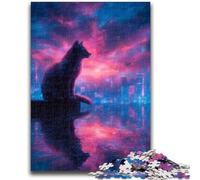1000 Piece Jigsaw Puzzle for Adults And Teenagers Neon Cat 1000 Pieces for Adults,Staycation Kill Time with Fully Interlocking Randomly Shaped Pieces (50x75cm)