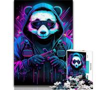 1000 Piece Jigsaw Puzzle for Adults And Teenagers Neon Panda Puzzles for Teenagers,Brain Teaser - Birthday Gift for Men 75x50cm