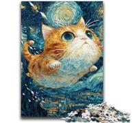 1000 Piece Jigsaw Puzzle for Adults And Teenagers Night Sky Cat Charcoal Art Staycation Kill Time for Home Decoration 26x38cm
