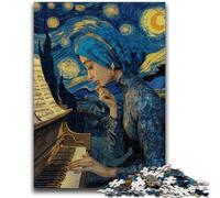 1000 Piece Jigsaw Puzzle for Adults And Teenagers Night Sky Piano Charcoal Art Staycation Kill Time for Home Decoration 50x75cm