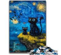 1000 Piece Jigsaw Puzzle for Adults And Teenagers Night Sky Van Gogh's Cat Help The Brain Exercise Addictive Toys to Cultivate Patience Wall Decoration 50x75cm