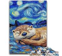 1000 Piece Jigsaw Puzzle for Adults And Teenagers Otter Night Sky Family Game Stress Reliever Difficult Challenge Artists Collection, Fine Art 50x75cm