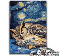 1000 Piece Jigsaw Puzzle for Adults And Teenagers Owl Night Sky Family Game Stress Reliever Difficult Challenge Artists Collection, Fine Art 26x38cm