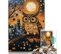 1000 Piece Jigsaw Puzzle for Adults And Teenagers Owl Under The Moon,Learning Educational Toys Family Games Suitable for Desktop Decoration 38x26cm