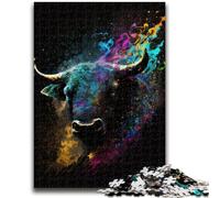 1000 Piece Jigsaw Puzzle for Adults And Teenagers Paintsplash Bull Educational Games Home Decoration Educational Game for Birthday, Chrismas 26x38cm
