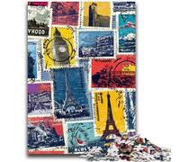 1000 Piece Jigsaw Puzzle for Adults And Teenagers Paris Collage Charcoal Art Staycation Kill Time for Home Decoration 26x38cm