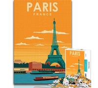 1000 Piece Jigsaw Puzzle for Adults And Teenagers Paris France Travel Poster,Learning Educational Toys Family Games Enhance Love between Couples (75x50cm)