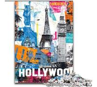 1000 Piece Jigsaw Puzzle for Adults And Teenagers Paris Stamp Collage, Suitable for People Aged 14 And Above Educational Games Secret Santa Gifts (Size 50x75cm)