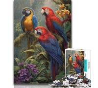 1000 Piece Jigsaw Puzzle for Adults And Teenagers Parrots And Linnets,Stress Reliever Difficult Challenge with Matching Poster And Trivia Sheet 38x26cm