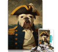 1000 Piece Jigsaw Puzzle for Adults And Teenagers Pirate Captain French Bulldog 1000 Piece Jigsaw,for Educational Game Challenge Toy Deal As Gifts for The Whole Family 38x26cm