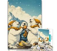 1000 Piece Jigsaw Puzzle for Adults And Teenagers Polar Bear Couple,Staycation Kill Time with Matching Poster And Trivia Sheet 38x26cm