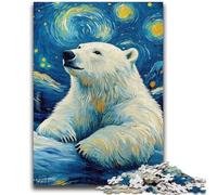1000 Piece Jigsaw Puzzle for Adults And Teenagers Polar Bear Under The Night Sky Teenager Jigsaw,with Matching Poster And Trivia Sheet for And Age 14 Years Up (75x50cm)