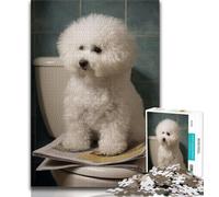 1000 Piece Jigsaw Puzzle for Adults And Teenagers Poodle on The Toilet Jigsaw,Educational Games Home Decoration Unique Home Decor And Gifts (size 75x50cm)