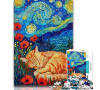 1000 Piece Jigsaw Puzzle for Adults And Teenagers Poppy And Orange Cat, Analysis And Logic,is Ideal As Gifts for The Whole Family for Age 14 38x26cm