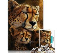 1000 Piece Jigsaw Puzzle for Adults And Teenagers Prairie Cheetah,Stress Reliever Difficult Challenge with Matching Poster And Trivia Sheet 38x26cm