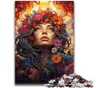 1000 Piece Jigsaw Puzzle for Adults And Teenagers Psychedelic And Happy Woman Staycation Kill Time with Fully Interlocking Randomly Shaped Pieces 50x75cm