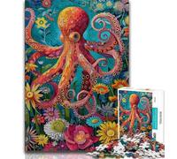 1000 Piece Jigsaw Puzzle for Adults And Teenagers Psychedelic Animal Octopus Puzzles for Teenagers,for Educational Game Challenge Toy Birthday Present, Gifts, Wall Art (size 75x50cm)