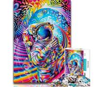 1000 Piece Jigsaw Puzzle for Adults And Teenagers Psychedelic Astronaut Puzzles for Teenagers,for Educational Game Challenge Toy Birthday Present, Gifts, Wall Art (size 38x26cm)