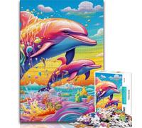 1000 Piece Jigsaw Puzzle for Adults And Teenagers Psychedelic Dolphin Puzzles for Adults,Relax Games Is Ideal As A Gift for The Whole Family (size 38x26cm)