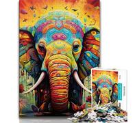 1000 Piece Jigsaw Puzzle for Adults And Teenagers Psychedelic Elephant,Toys Educational Games Stress Relieving Great Gifts And Toys 38x26cm
