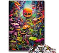1000 Piece Jigsaw Puzzle for Adults And Teenagers Psychedelic Mushroom Skull for Age 14+ Intellectual Game Christmas Birthday Gifts 26x38cm