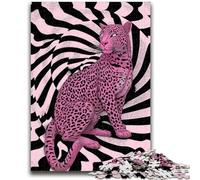 1000 Piece Jigsaw Puzzle for Adults And Teenagers Psychedelic Pink Leopard Teenager Jigsaw,Educational Toy Funny Family Games Unique Home Decor (38x26cm)