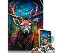 1000 Piece Jigsaw Puzzle for Adults And Teenagers Psychedelic Reindeer 1000 Pieces for Teenagers,learning Educational Is Ideal As A Gift for The Whole Family (size 75x50cm)