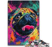 1000 Piece Jigsaw Puzzle for Adults And Teenagers Pug Oil Painting Teenager Jigsaw,Birthday Gift Idea for Adults, Family Game And Hobby (50x75cm)