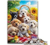 1000 Piece Jigsaw Puzzle for Adults And Teenagers Puppy Picnic Toys Educational Games Stress Relieving Artists Collection, Fine Art 50x75cm