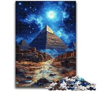 1000 Piece Jigsaw Puzzle for Adults And Teenagers Pyramids at Night Educational Stress Relief Toy Gifts for Friends And Family 26x38cm