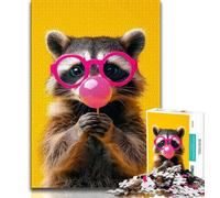 1000 Piece Jigsaw Puzzle for Adults And Teenagers Raccoon Eating Lollipop 1000 Pieces for Adults,for Challenging Toy Game And Family Play (size 38x26cm)