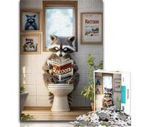 1000 Piece Jigsaw Puzzle for Adults And Teenagers Raccoon Sitting on The Toilet Teenager Puzzles,Family Educational Games Home Decoration Gift (size 75x50cm)