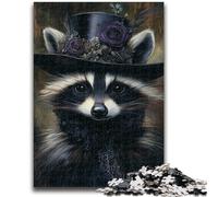 1000 Piece Jigsaw Puzzle for Adults And Teenagers Raccoon Wearing A Hat Stress Reliever Difficult Challenge Enhance Love between Couples 50x75cm