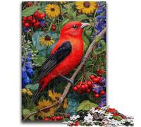 1000 Piece Jigsaw Puzzle for Adults And Teenagers Red Bird And Flowers Help The Brain Exercise Addictive Toys to Cultivate Patience Wall Decoration 50x75cm