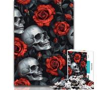 1000 Piece Jigsaw Puzzle for Adults And Teenagers Rose Skull Teenager Jigsaw,Decompressing Intellectual Educational Toy Birthday Gift 75x50cm