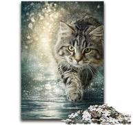 1000 Piece Jigsaw Puzzle for Adults And Teenagers Running Maine Coon Cat Educational Family Game Is Ideal As Gifts for The Whole Family for 14+ 26x38cm