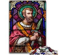 1000 Piece Jigsaw Puzzle for Adults And Teenagers Saint A Stained Glass Staycation Kill Time with Fully Interlocking Randomly Shaped Pieces 26x38cm